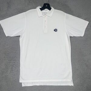 B Draddy Shirt Men's Size L White Polo Golf Performance Embroidered Made in Peru